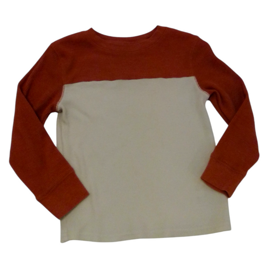 Long Sleeve Shirt: OR/Tan, Boy, Size: 5