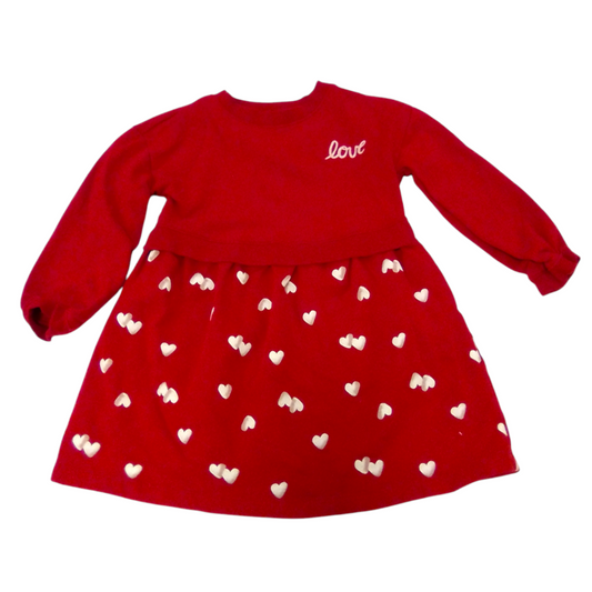 Long Sleeve Dress:R/Heart, Girl, Size: 5t