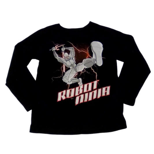 Long Sleeve Shirt: Robot, Boy, Size: 5/6