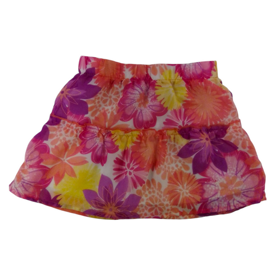Skirt: Orange Floral, Girl, Size: 2t