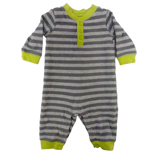 Romper: Lime Green/Grey, Boy, Size: 3/6m