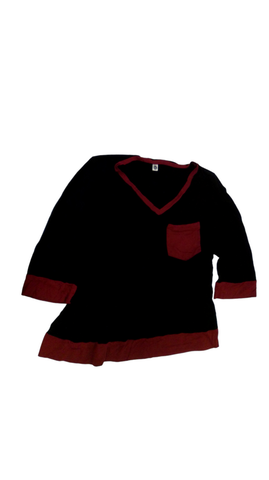 3/4 Sleeve: Black/Red, Womens, Size: L