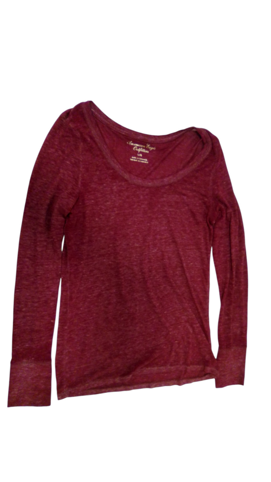 Long Sleeve Shirt: Maroon, Womens, Size: L