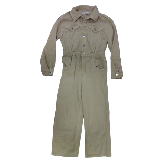 Tan Denim Cargo Jumpsuit, Girl, Size: 10/12