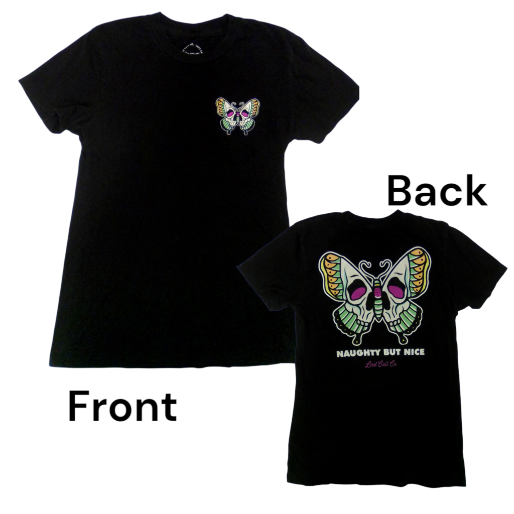 Shirt: Black Skull Moth, Womens, Size: M