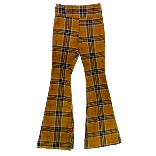 Leggings: Flare Yellow Plaid, Womens, Size: S