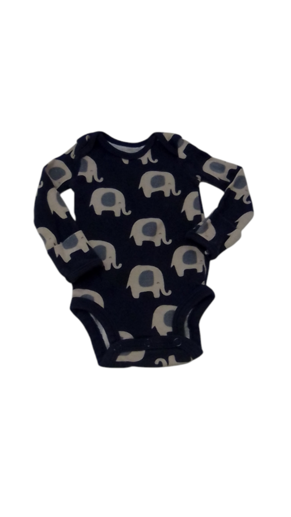Long Sleeve Onesie:Elepha, Boy, Size: NB