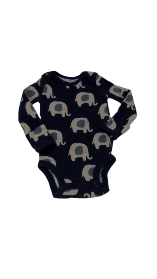 Long Sleeve Onesie:Elepha, Boy, Size: NB