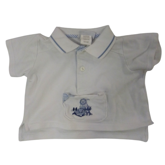 Polo Shirt: White & Blue, Boy, Size: 12m
