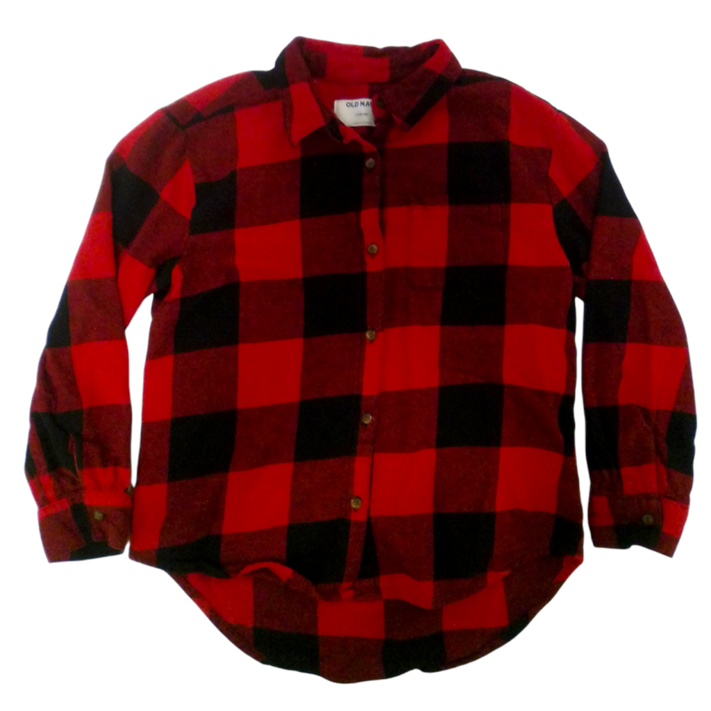 Long Sleeve Red Flannel, Girl, Size: 10/12