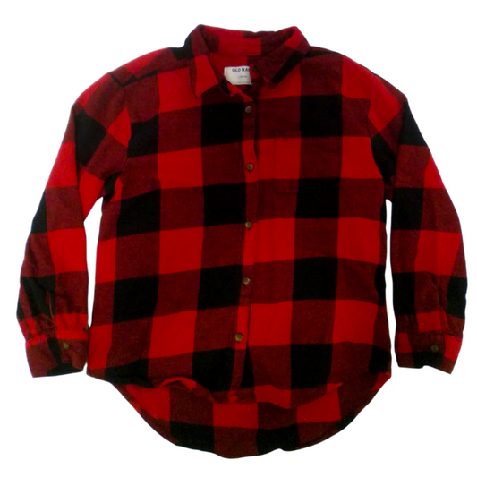 Long Sleeve Red Flannel, Girl, Size: 10/12