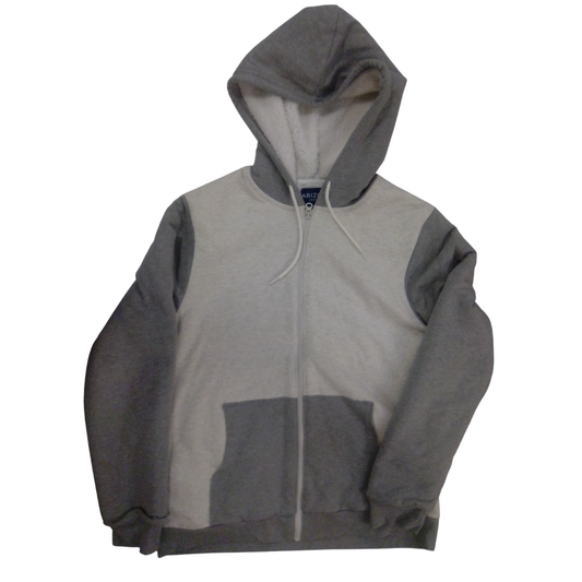 Zip-Up Coat: Grey/White, Boy, Size: 18/20