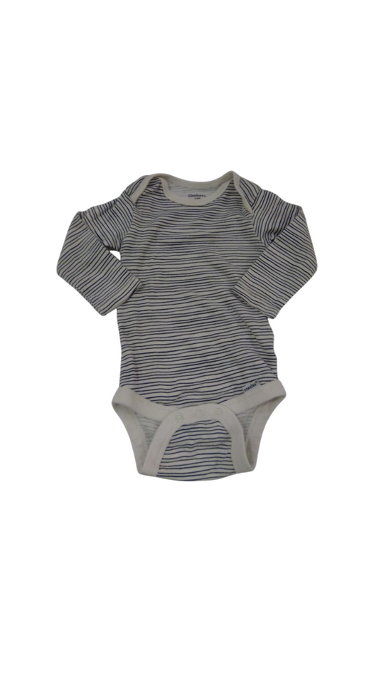 Long Sleeve Onesie: Strip, Boy, Size: 3/6m