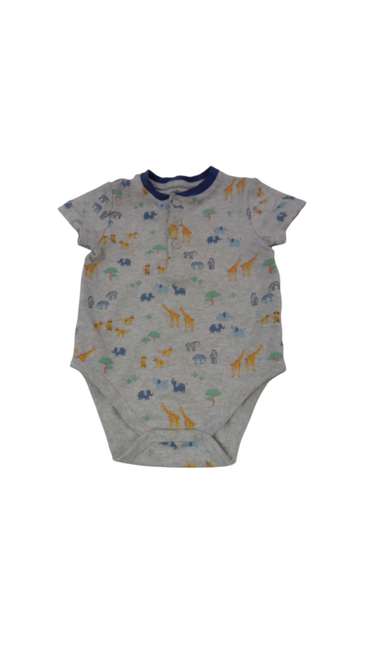 Onesie: Animals/Grey, Boy, Size: 6m