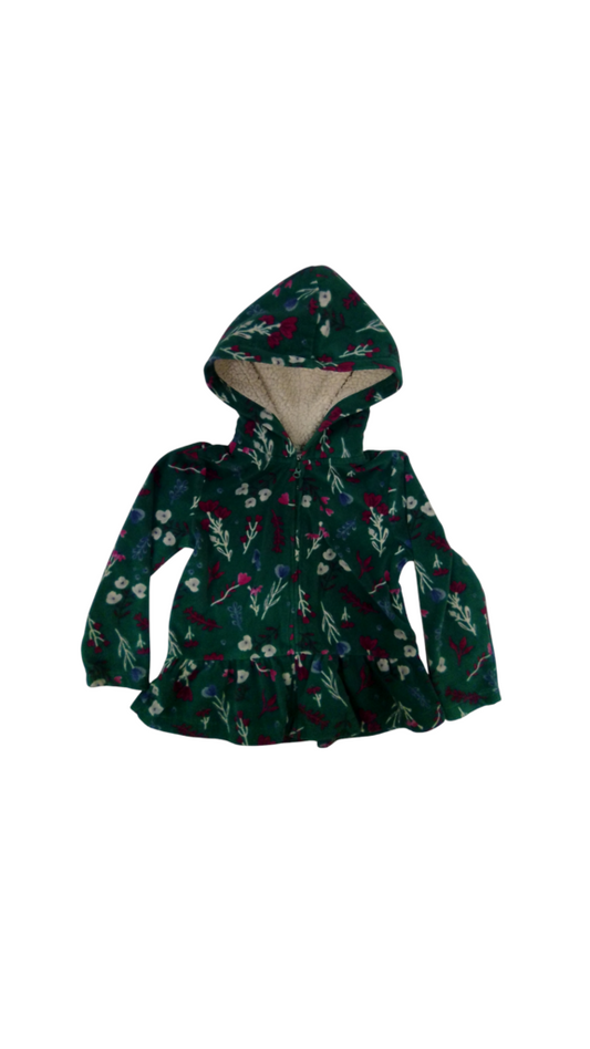 Green Floral Fleece Zipup, Girl, Size: 3t
