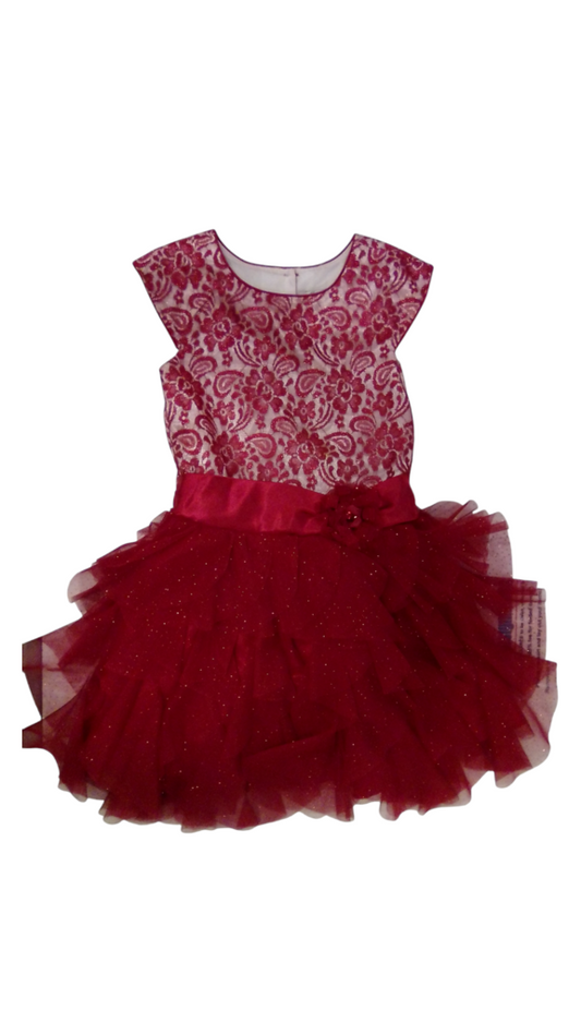 Dress: Red Sparkles, Girl, Size: 7