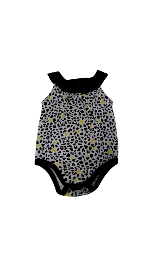 Onesie:White/Black/Yellow, Girl, Size: 6/9m