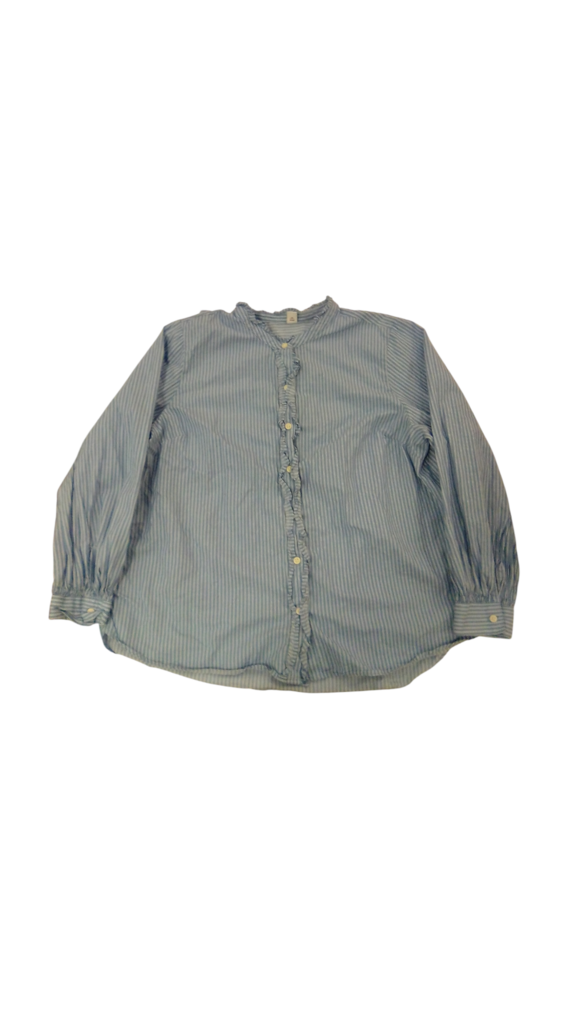 Shirt: Blue Striped, Womens, Size: XL