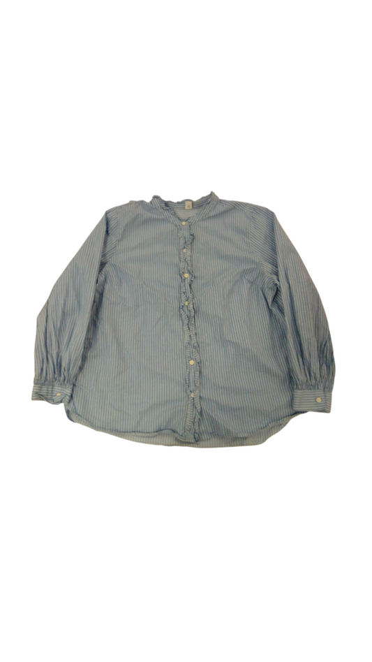 Shirt: Blue Striped, Womens, Size: XL