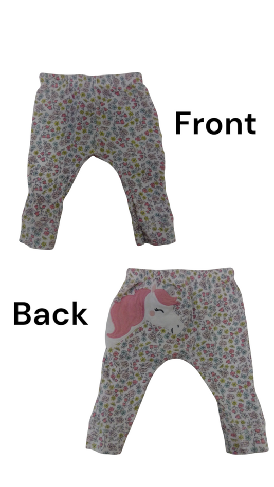 Pants: Floral W/ Unicorn, Girl, Size: 6m