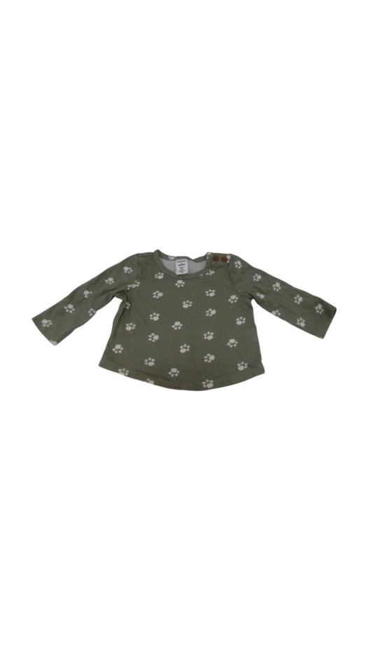 Long Sleeve Shirt:Paws/GR, Girl, Size: 3m