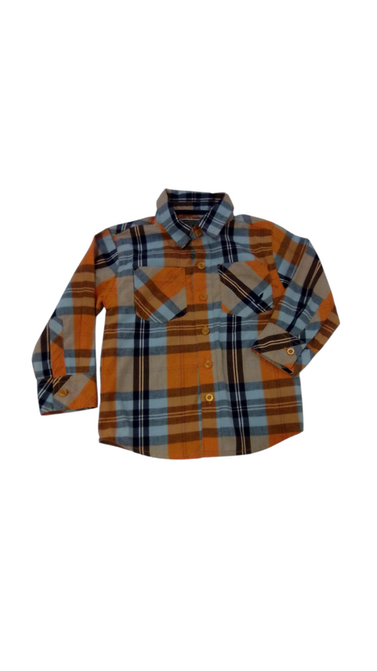 Long Sleeve Shirt: OR/BL, Boy, Size: 2T