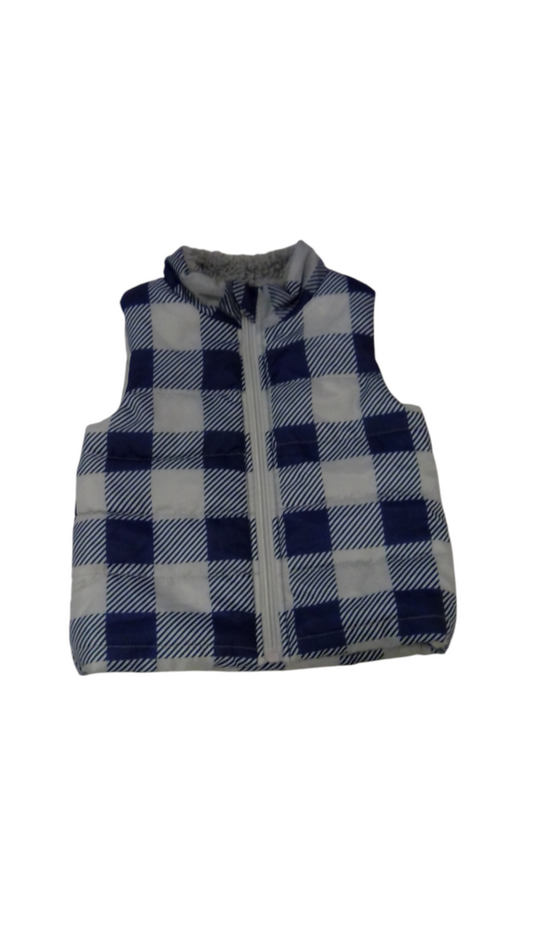 Vest: Blue/Gray Plaid, Boy, Size: 2T