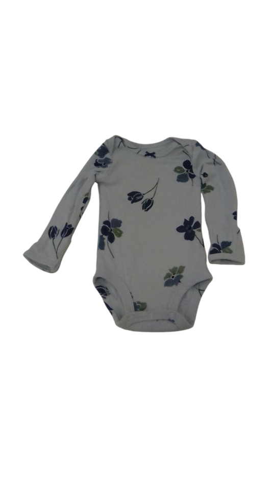 Long Sleeve Onesie:BL/FL, Girl, Size: NB