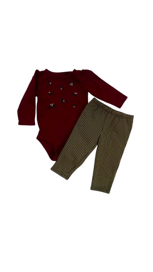 Red Onesie/Pants 2pc Set, Girl, Size: 9m