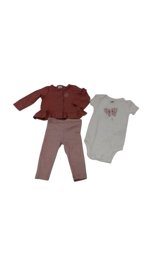 3pc Outfit: Butterfly, Girl, Size: 6m