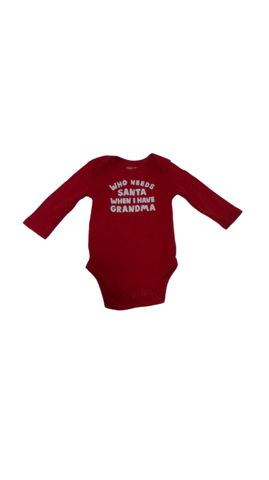 Long Sleeve Onesie: Santa, Kids, Size: 3m