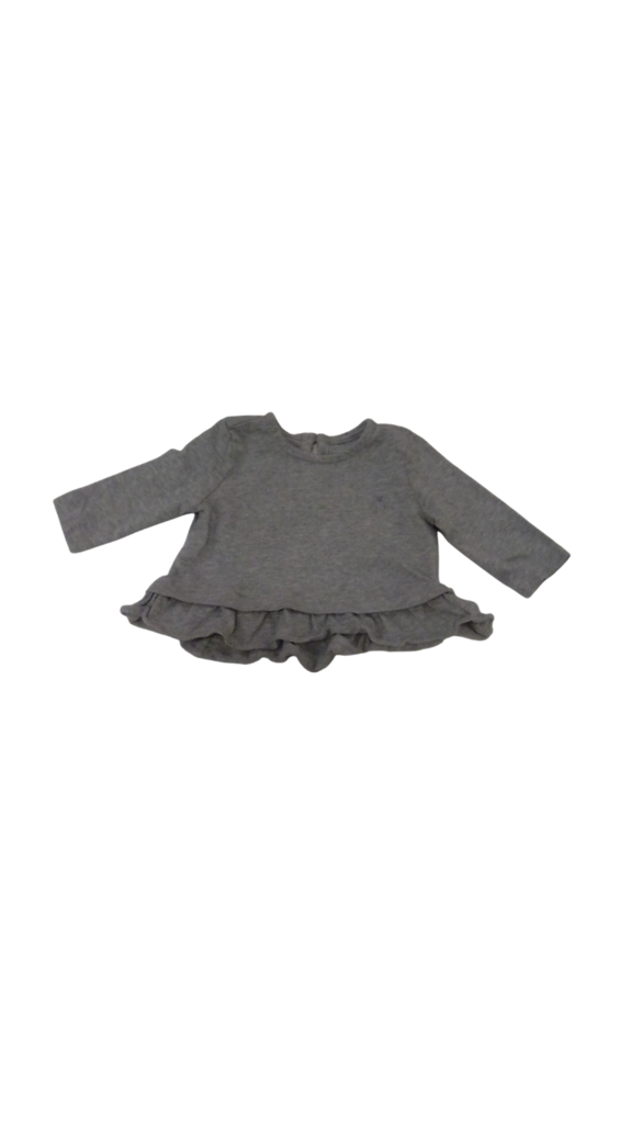 Long Sleeve Shirt: Grey, Girl, Size: 0/3m