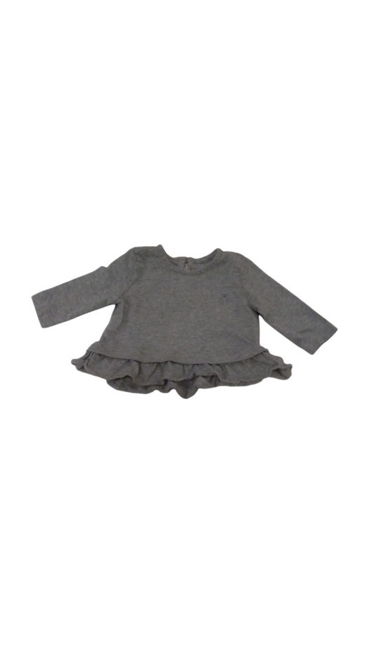 Long Sleeve Shirt: Grey, Girl, Size: 0/3m