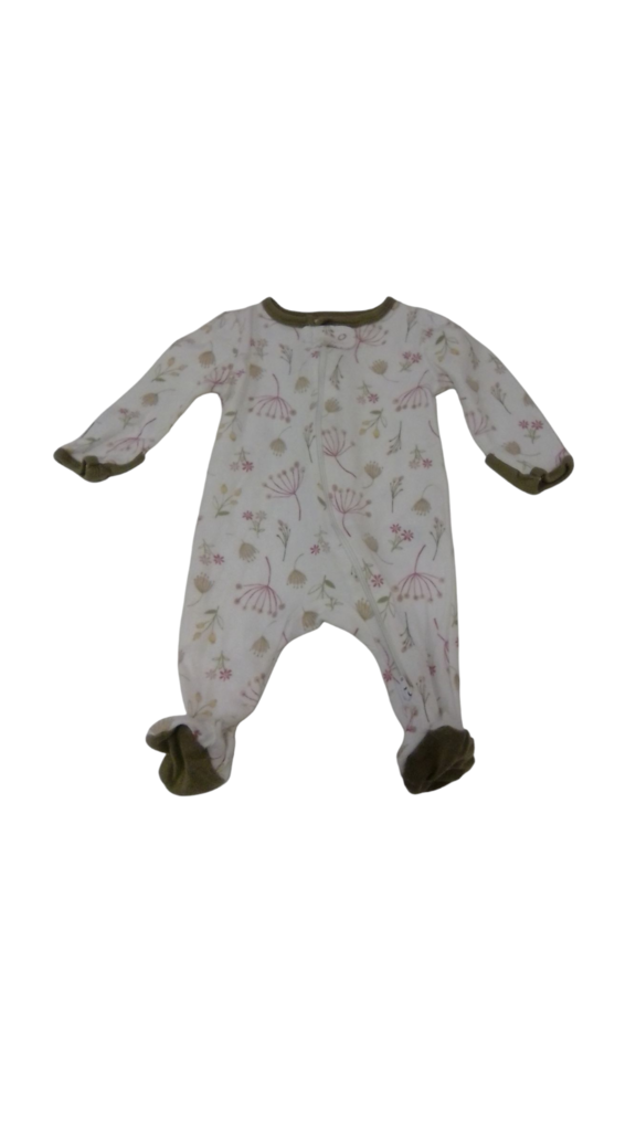 Sleeper: White/Green, Girl, Size: 0/3m