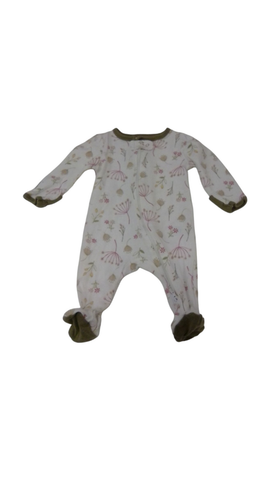 Sleeper: White/Green, Girl, Size: 0/3m