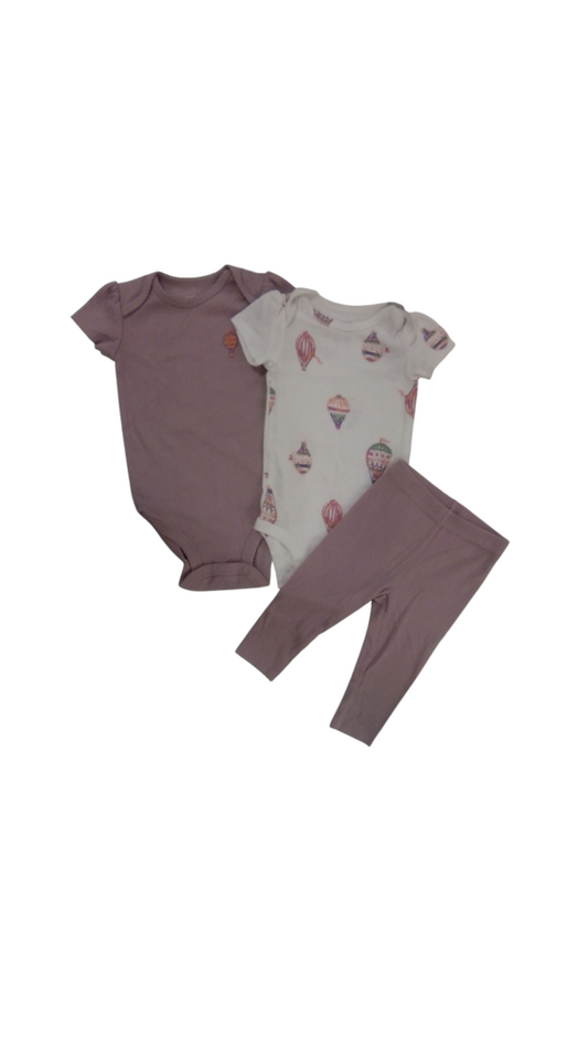 3pc Onsies/pants Purple, Girl, Size: 6m