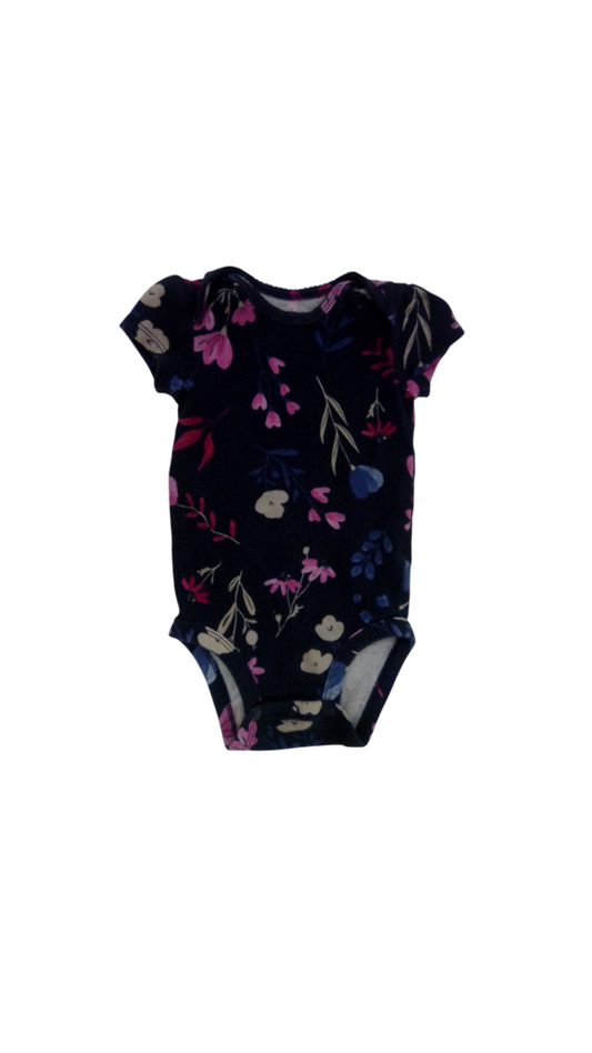 Onesie: Navy Blue Floral, Girl, Size: 6m