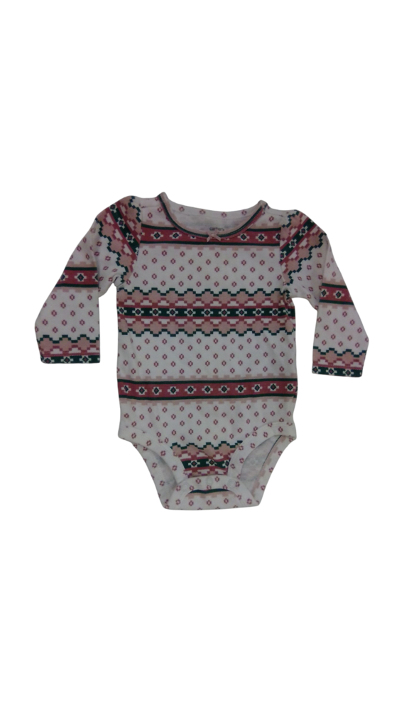 Onesie: White/Green/Pink, Girl, Size: 6m