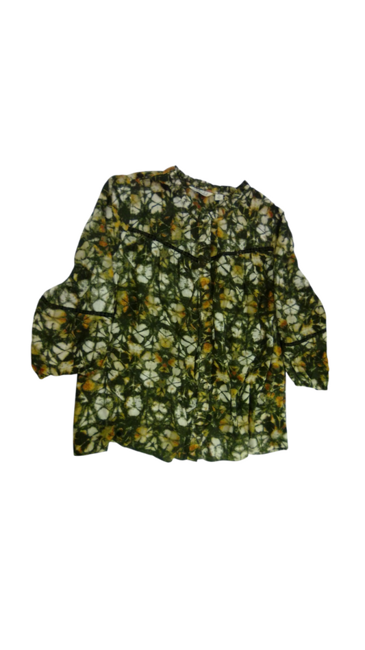 Green/Orange Button Up, Womens, Size: 2x