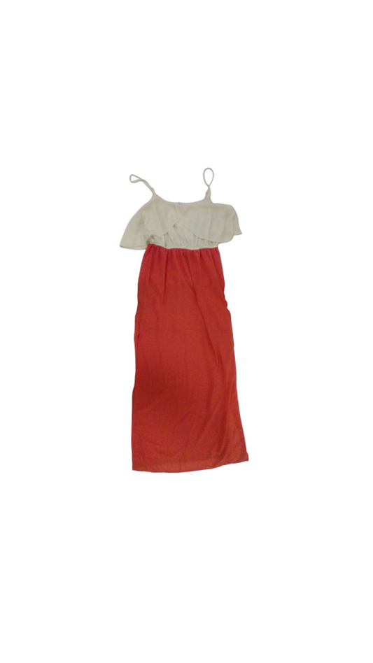 Tank Dress: White/Orange, Womens, Size: S