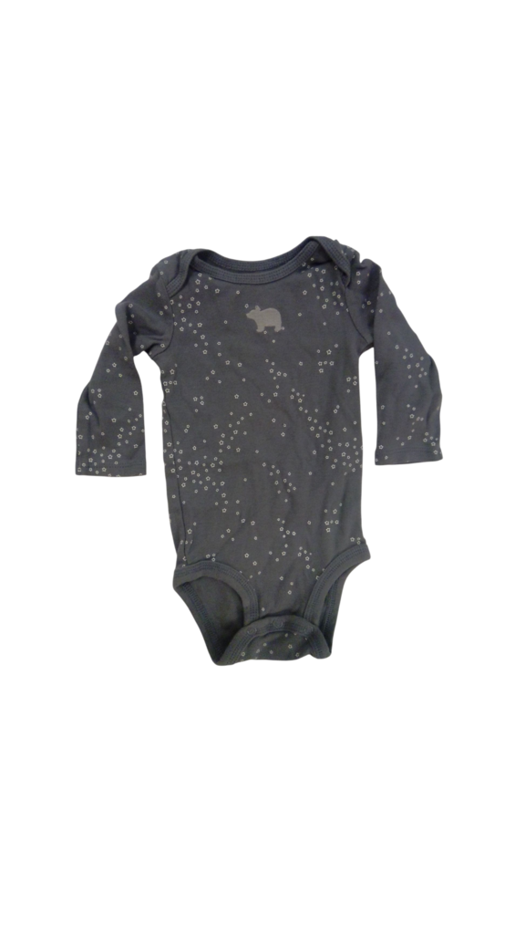 Onesie: Grey, Girl, Size: 6m