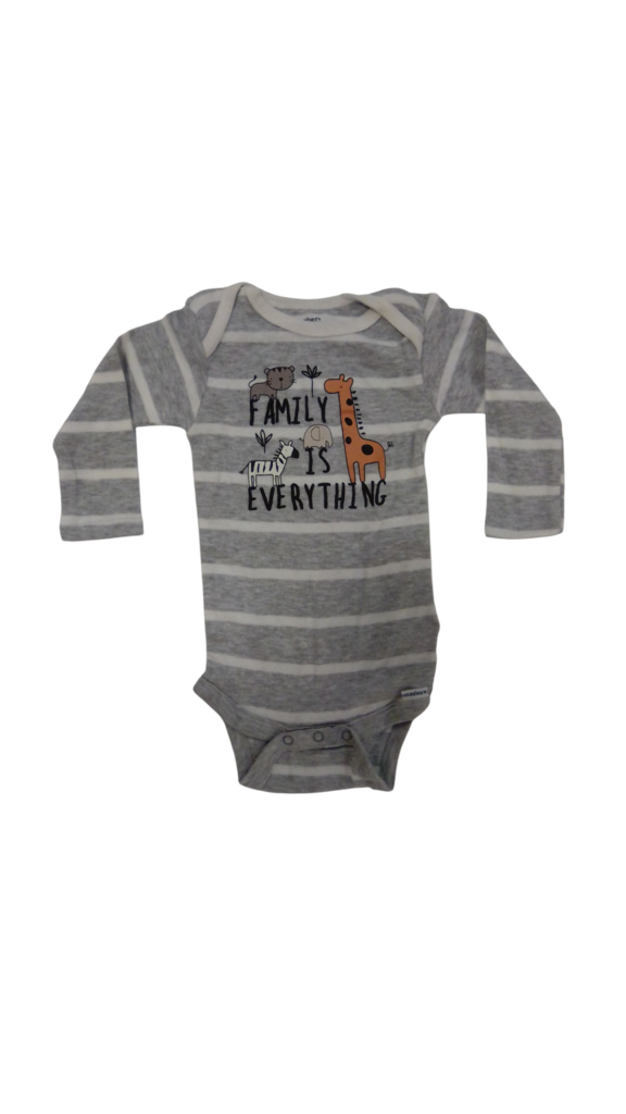 Onesie: Grey Stripes, Boy, Size: 6m