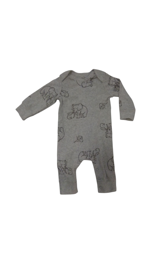 Romper: Gray Elephants, Boy, Size: 3m