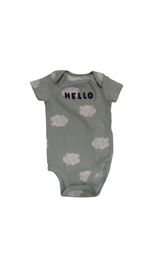Onesie: Hello Green Cloud, Boy, Size: 3/6m