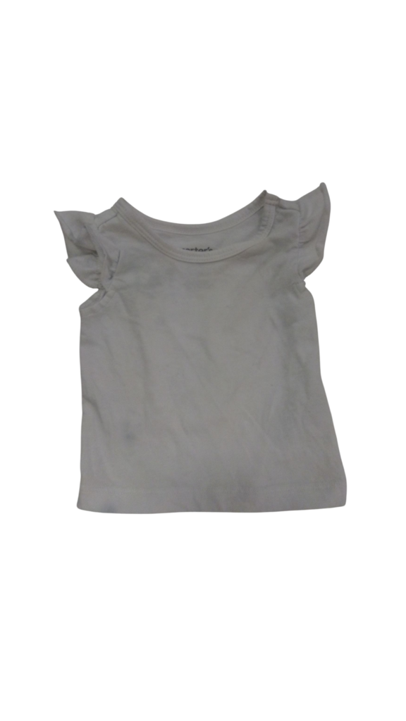 Shirt: White Ruffle Sleeve, Girl, Size: 0/3m