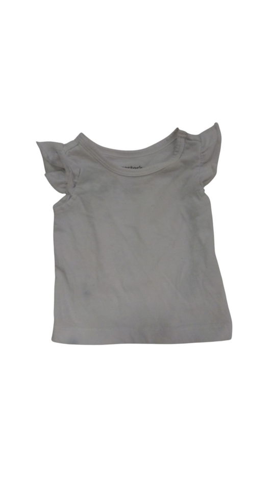 Shirt: White Ruffle Sleeve, Girl, Size: 0/3m