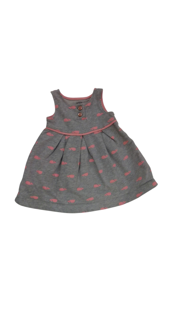 Dress: Gray W Pink Whale, Girl, Size: 6m