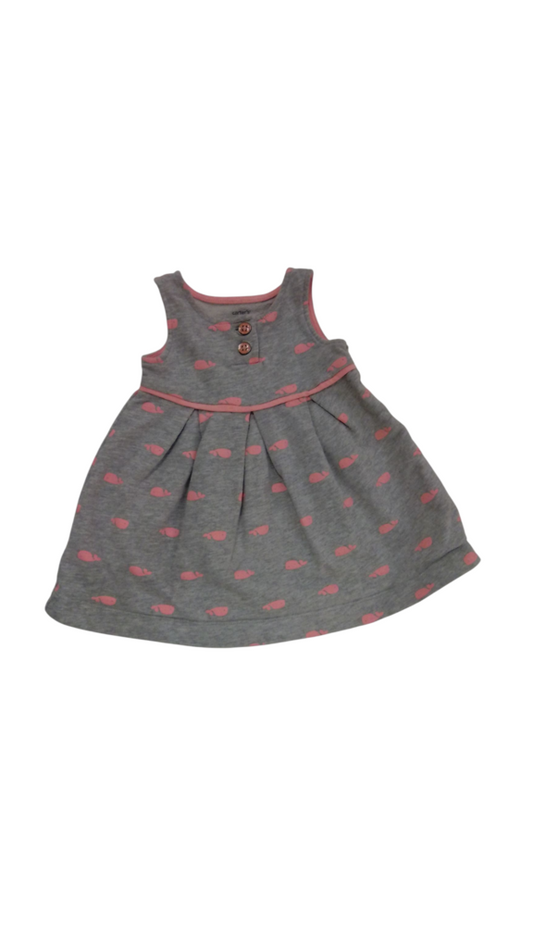 Dress: Gray W Pink Whale, Girl, Size: 6m