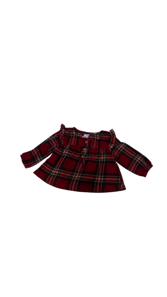 Long Sleeve Shirt: Plaid, Girl, Size: 6m