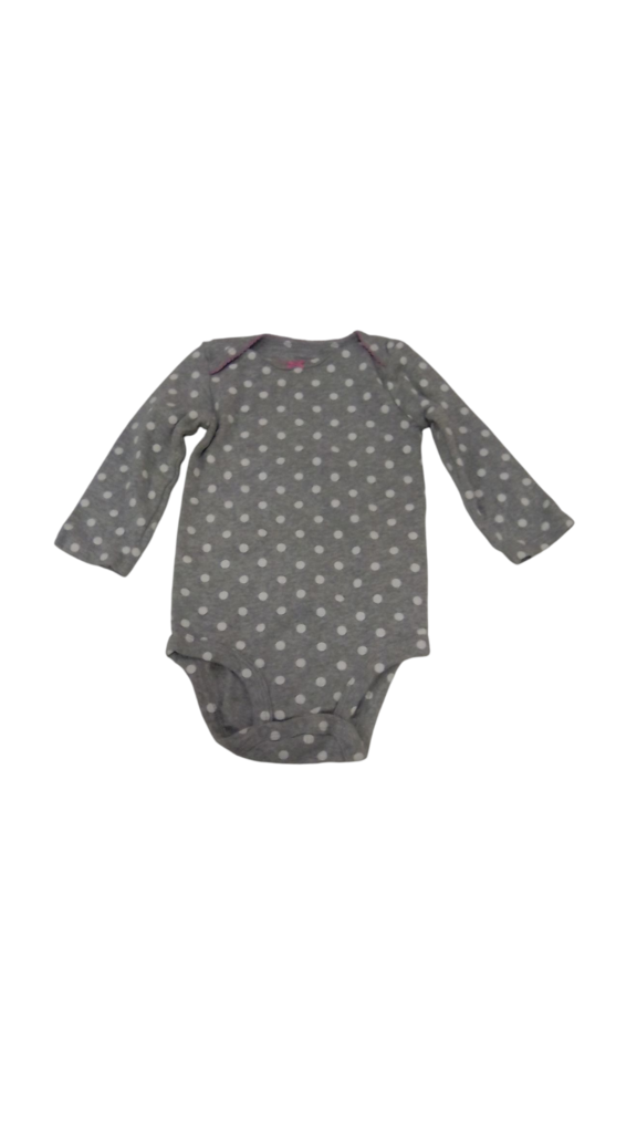 Long Sleeve Onesie:GY/Spo, Girl, Size: 6/9m